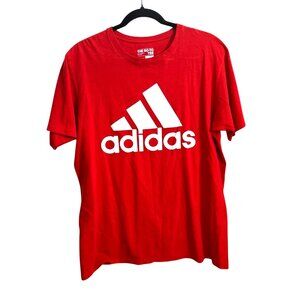 Adidas Mens Red Short Sleeve Logo T-Shirt L